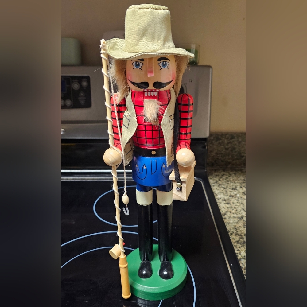 Brand New. Holiday Home Wood Fisherman Nutcracker Approx 14.5"